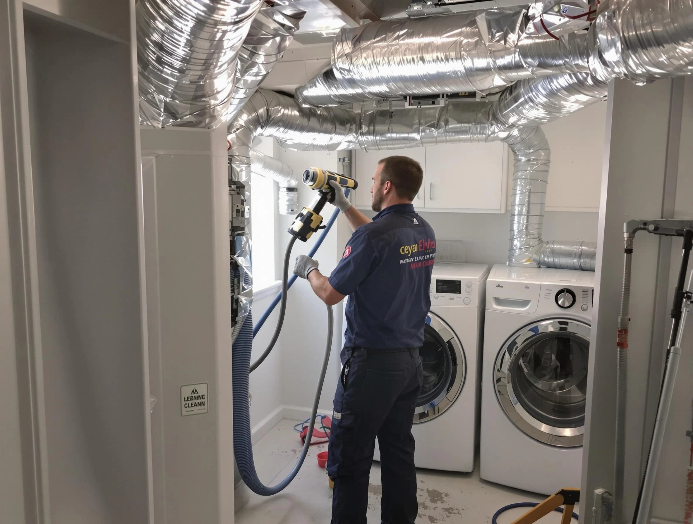 Johnston Dryer Vent Cleaning specialist using advanced equipment for thorough duct cleaning in Johnston