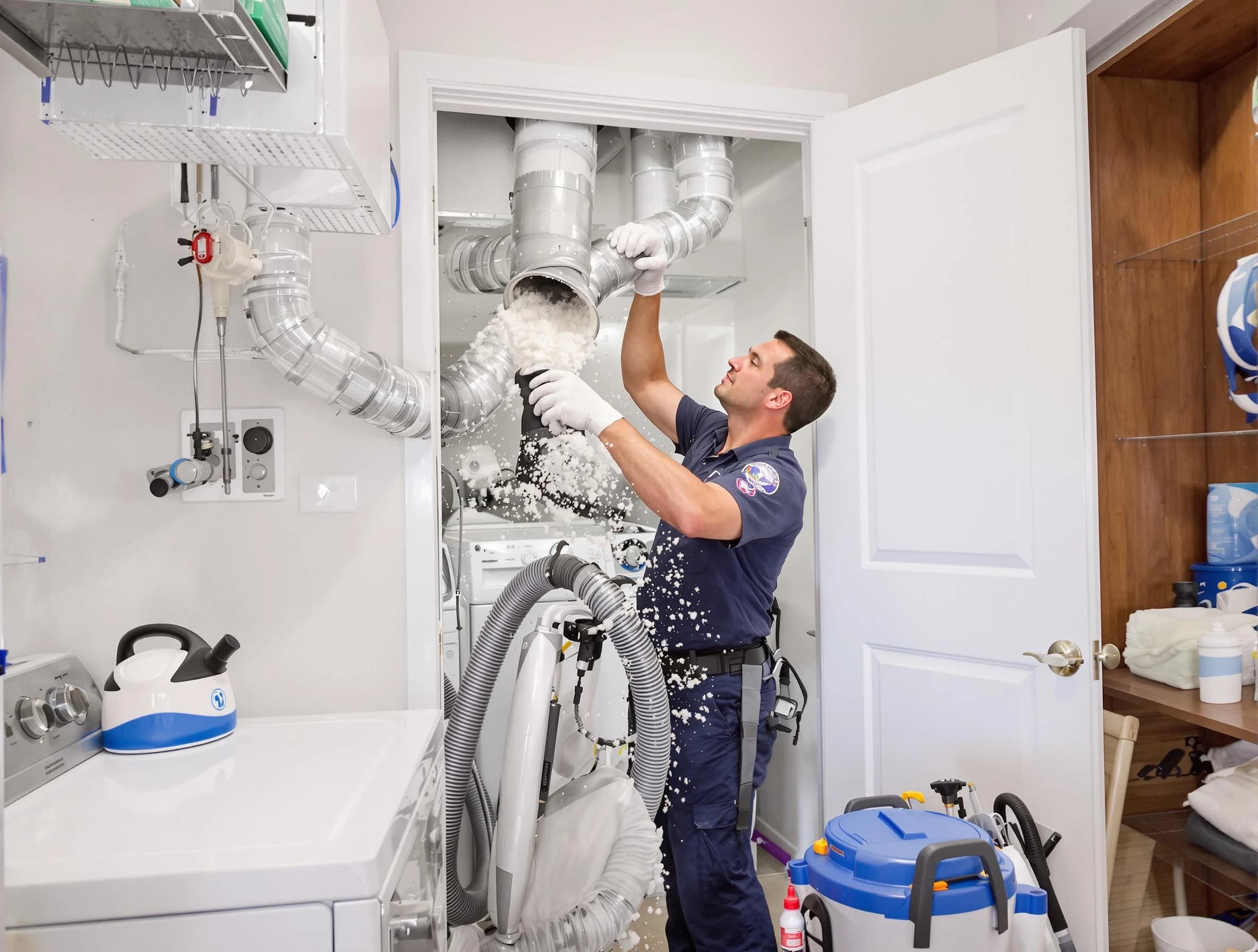 Johnston Dryer Vent Cleaning technician delivering thorough residential dryer vent cleaning service in Johnston